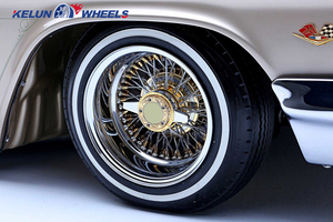 Roue à fil d'or supérieur 13x7 14x7 roues chromées pour voiture vintage fororged knock offs jantes à rayons chromées - Product Image 5