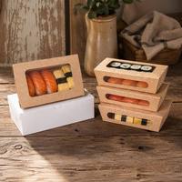Boîte à sushi en kraft avec fenêtre latérale, conteneur jetable pour sushi japonais à emporter, emballage de restaurant personnalisé avec logo OEM en gros