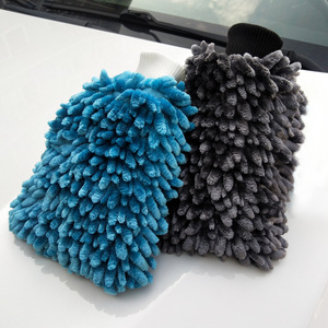 Gant de nettoyage de voiture en chenille, double face, épaissi, absorbant l'eau, pour l'entretien automobile, bleu gris - Product Image 1