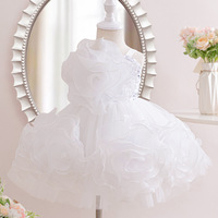 Robe douce été princesse filles moelleux dentelle grandes fleurs paillettes pour anniversaire robe de princesse
