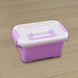 Plastic <b>Storage</b> <b>Box</b> Rectangle 16x10x7.5 Cm Purple Base White Lid Covered Portable Organizer For Toys Sundries Food - Product Image 3