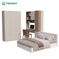 TOPOHUT Ensemble de mobilier et d'équipements (FF&E) modulaire intégré pour chambre, couleur crème moka, pour projets d'appartements de services et de tours résidentielles haut de gamme