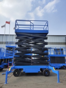 DFLIFT gunting hidrolik, 12m 14m pengangkat udara Platform kerja gunting listrik ditarik selempang untuk penggunaan rumah Hotel 380V - Product Image 4