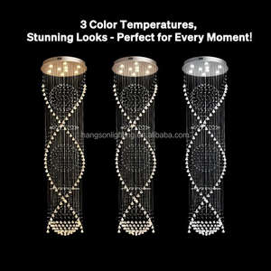 Décoration intérieure de luxe moderne GU10 LED Ampoule Loft Appartement <span class=keywords><strong>Lustre</strong></span> en cristal Long <span class=keywords><strong>Lustre</strong></span> pour haut plafond Hôtel Maison Escalier - Product Image 6