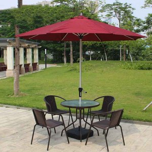 Conjunto de Mesa y Sillas de Jardín Modernas para Cafetería o Tienda de Té con Leche, Sillas de Poliéster, Sombrilla de Patio, Protección Solar, Poste de Metal Impermeable - Product Image 1