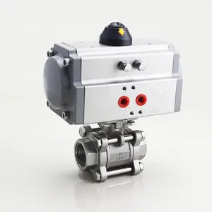 3PC Aluminum Double Acting Return Rotary Pneumatic Ball Valve Actuator