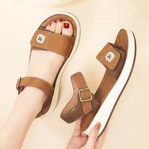 Women Summer Roman <b>Sandals</b> with Metal Buckle Decor Lightweight Chunky Sole Versatile One Buckle Casual Outdoor Footwear - Product Image 6