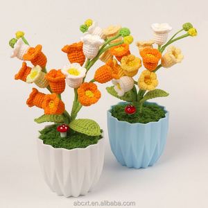 ดอกลิลลี่ถักโครเชต์ 12 ดอก พร้อมกระถางไหมพรม ทำด้วยมือ สำหรับตกแต่งบ้าน - Product Image 4