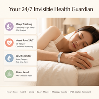 Bracelet intelligent à écran invisible, affichage à activation par levée de bras, moniteur de fréquence cardiaque 24/7, SpO2, suivi du sommeil, IP68, autonomie de 5 à 7 jours, charge magnétique