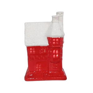 <strong>Christmas</strong> Gift Small Light up White Red Ceramic LED <strong>Christmas</strong> <strong>House</strong> Miniature Decoration with Green Xmas Tree Decor - Product Image 4