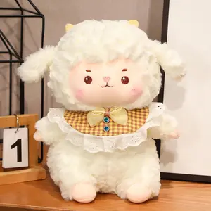 Sweet White Sheep Wearing Dress Plush Doll Super Soft Stuffed Lamb With Clothing Plushie Toy Cute Gift Kid Birthday Christmas