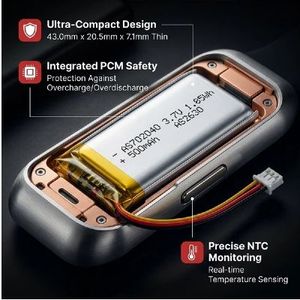 แบตเตอรี่ลิเธียมโพลิเมอร์ 3.7V 500mAh รุ่น 702040 แบบชาร์จได้ ความจุ 1.85Wh ขนาดกะทัดรัด สำหรับอุปกรณ์อิเล็กทรอนิกส์สำหรับผู้บริโภค - Product Image 2