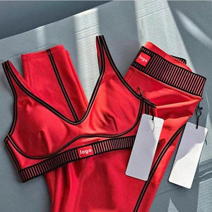 <span class=keywords><strong>Con</strong></span> logotipo, conjunto de yoga sin costuras de 2 piezas para <span class=keywords><strong>mujer</strong></span>, en stock, bra deportivo de alta elasticidad y leggings, traje de fitness para gimnasio, pilates y entrenamiento. - Product Image 1