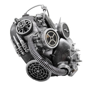 Steampunk Gothic Stil Vollgesichts-Robotermaske Silber Gasmaske futuristische Party-Maske für Halloween Gruseliges Horror-Kostüm Heimdekoration - Product Image 5