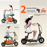 Trottinette électrique durable en alliage d'aluminium et acier à haute teneur en carbone, scooter de mobilité multifonction 3-en-1, siège amovible, panier de rangement