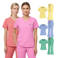 Tenue Médicale Jaune Beige Tendance pour Femme – Ensemble Blouse et Pantalon Extensible pour Infirmière et Personnel Hospitalier