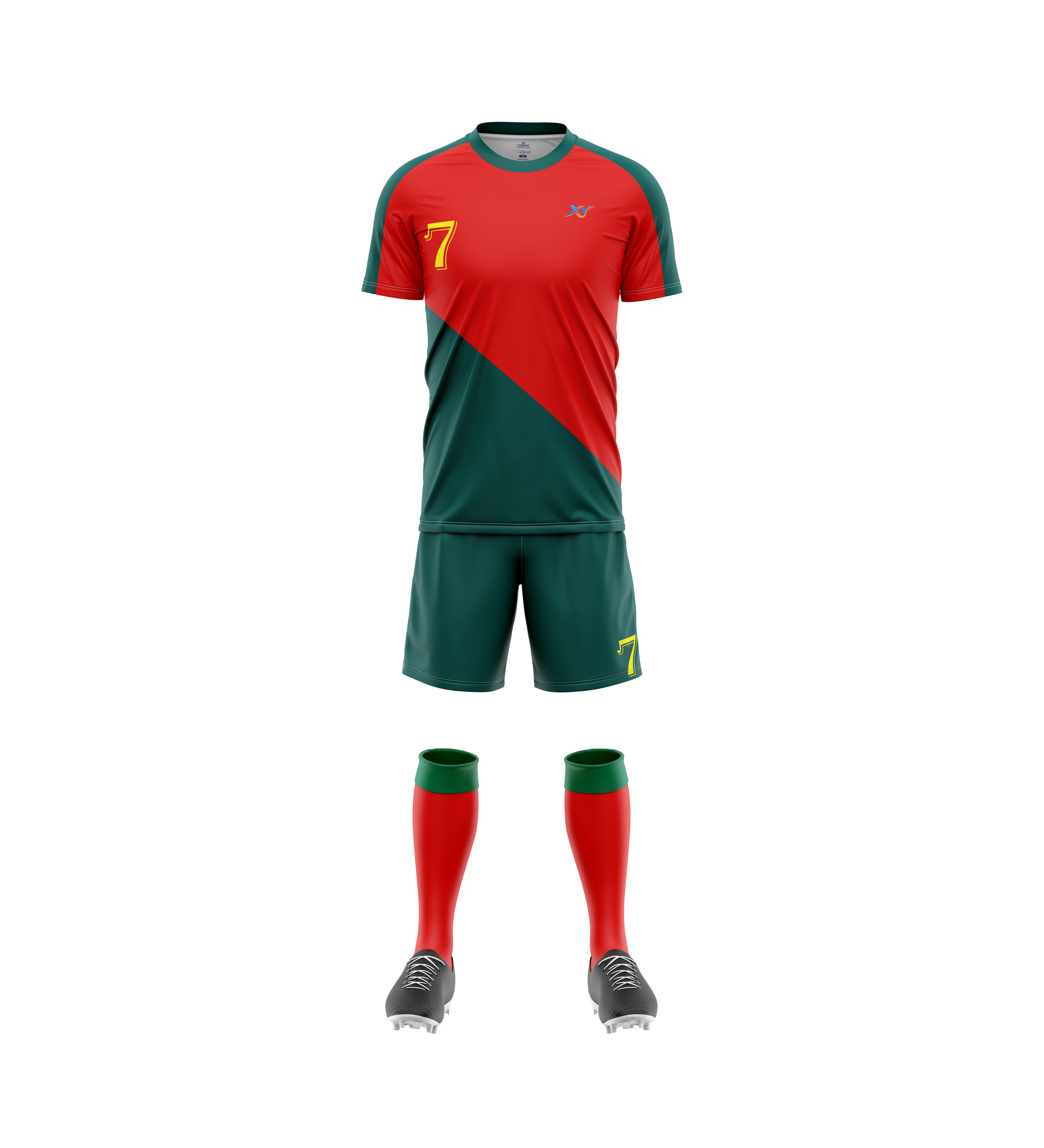 Façade rouge foncé et verte