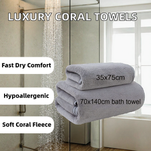 Ensemble de serviettes de bain de luxe en tissu polaire corail uni de haute qualité, séchage rapide, écologique, hypoallergénique, pour la maison - Product Image 2
