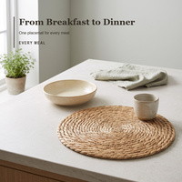 Vente en gros de sets de table ronds en rotin tressé personnalisés, tapis de table naturels tressés pour salle à manger, cuisine, décoration de la maison