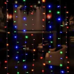 ستارة LED بمقاس 3 × 2 متر, ستارة LED بمقاس 3 × 2 متر ، 8 أوضاع ، سلسلة إضاءة للكريسماس ، نافذة ، خارجية ، ستارة ، أضواء ، زفاف