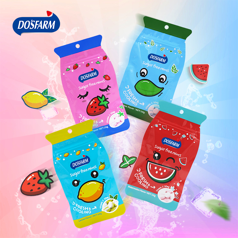 Double Color Shape Sugar Free candy Vitmain C Fresh Cooling Watermelon Flavor Bag Packing After Dinner Mints