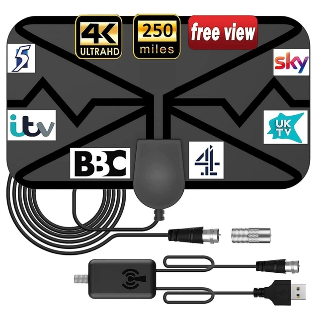 New QiYunTong 4K 1080p Support Indoor HDTV Antenna Smart Booster 29 DBi Gain VHF/UHF Frequency Range Upgraded Digital Antenna
