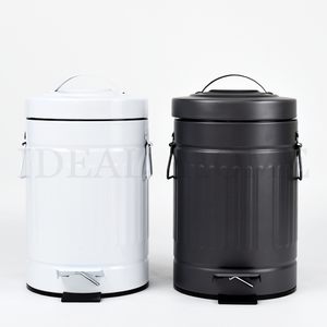 Soft Close 5L 1.3 Gal Black White Coating Round Pedal Bin Dust Bin Stainless Steel Step Trash Can with Kitchen Outdoors Bathroom
