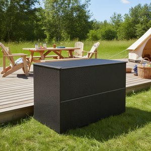 Caja de Almacenamiento para Patio de Poliratán Negro, 59x39.4x39.4 Pulgadas, Impermeable, Rectangular, Tipo Vertical - Product Image 2