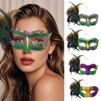 Masque de carnaval doré en poudre pour adulte, demi-visage, style princesse de Venise, pour fête costumée