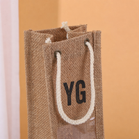 Sac cadeau en lin pour vin, sac à main pour une ou deux bouteilles de vin, sac d'emballage personnalisé avec logo pour vin rouge, liqueur, whisky