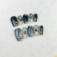 Ongles faits à la main saphir bleu atmosphère haute qualité réutilisable usine en gros