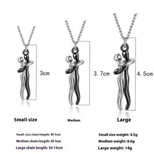 Collar con Colgante de Pareja Romántica Abrazada, Acero Inoxidable 316L Hipoalergénico, Joyería Unisex para Regalo de Aniversario para Hombre y Mujer - Product Image 3