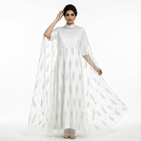 Robe de soirée islamique musulmane conservatrice à sequins brodés et perles, 2 pièces