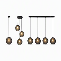 Lustre LED suspendu en verre noir et or pour salle à manger, îlot de cuisine, E26, hauteur réglable, design moderne et minimaliste