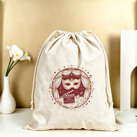 Pochette de rangement réutilisable écologique à cordon de serrage en toile avec motif de dessin animé personnalisé pour bijoux, emballage cadeau, unisexe