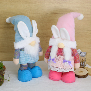 Knitted <b>Easter</b> Bunny Gnome Plush Tall Stretchable Leg Standing Rabbit Tomte for 2026 Spring Shelf Sitter Farmhouse Home Decor - Product Image 3