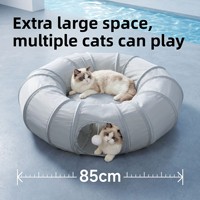 Tunnel-lit pour chat d'intérieur avec tissu rafraîchissant, design flexible, pliable et interactif, boule suspendue, tunnel circulaire pour chat, tapis central doux