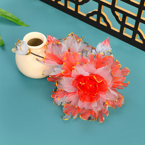 25 Pinces à cheveux originales haut de gamme, style Super Fée, dégradé orange, dorées, style Tang, pour coiffure Hanfu, motif fleur ondulée - Product Image 1