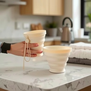 Tasse en silicone pliable portable, résistante à la chaleur, avec couvercle anti-fuite, idéale pour le camping, le bureau et les activités de plein air – Offre spéciale - Product Image 3