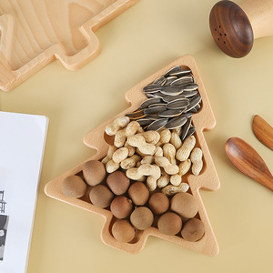 Plateau en bois simple, assiette créative en forme de sapin de Noël, assiette à goûter pour enfants en bois de hêtre, assiette à fruits et sushis, assiette à dessert - Product Image 2