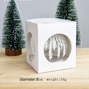 Ornement de Noël en verre givré transparent blanc de 8 cm, boule décorative à peindre pour sapin de Noël - Product Image 5