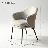 Chaise de salle à manger moderne en tissu bicolore, chaise d'appoint incurvée avec pieds en métal pour la maison et l'hôtellerie