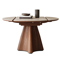 Table à manger pliante télescopique en bois massif avec plateau en ardoise, style vintage/Wabi-Sabi/médiéval, pour petit appartement