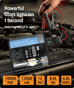 مشغل قفزة سريع 2 في 1 سلكي ولاسلكي متعدد الوظائف لسيارات البترول 6.0 لتر ووقود الديزل يشمل نافخة - Product Image 2