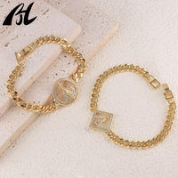 Bracelets à breloques personnalisés en cuivre plaqué or 18 carats pour femmes, style hip-hop, tendance, accessoires religieux