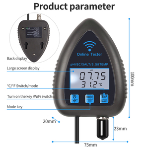 เครื่องตรวจสอบคุณภาพน้ำ WiFi 5 in 1 วัดค่า TDS/EC/SALT PH S.G.TEMP อเนกประสงค์สำหรับตู้ปลาและบ่อเลี้ยงสัตว์น้ำ Tuya WiFi 5 in 1 - Product Image 2