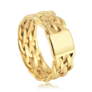 Men's Gold Braided Chain <b>Ring</b> Geometric Design Punk Style Fashion Jewelry Gift 2403 - Product Image 5