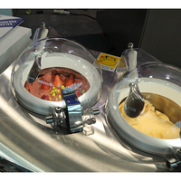 Hete verkoop Miles IJsjeskar RVS Gelato & Yoghurtmachine 2 smaken Mobiele straatverkoop Aanvaardt aangepast logo