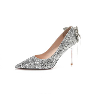 Chaussures à talons hauts élégantes à bout pointu avec strass et décorations en pompon pour mariage ou soirée, talons de 3 à 5 cm - Product Image 5