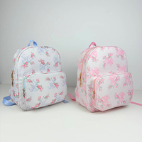 Sac à dos de voyage en nylon imperméable à l'eau floral rose personnalisé pour enfants et adolescents, cadeau de rentrée des classes pour femmes